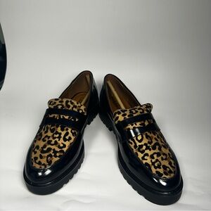 MIA Amore Leopard Print Platform Penny Loafers Womens Chunky Lug Sole NIB